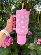 Pink Bows Insulated 40oz Tumbler with Straw