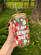 I Am Berry Busy Glass Iced Coffee Cup