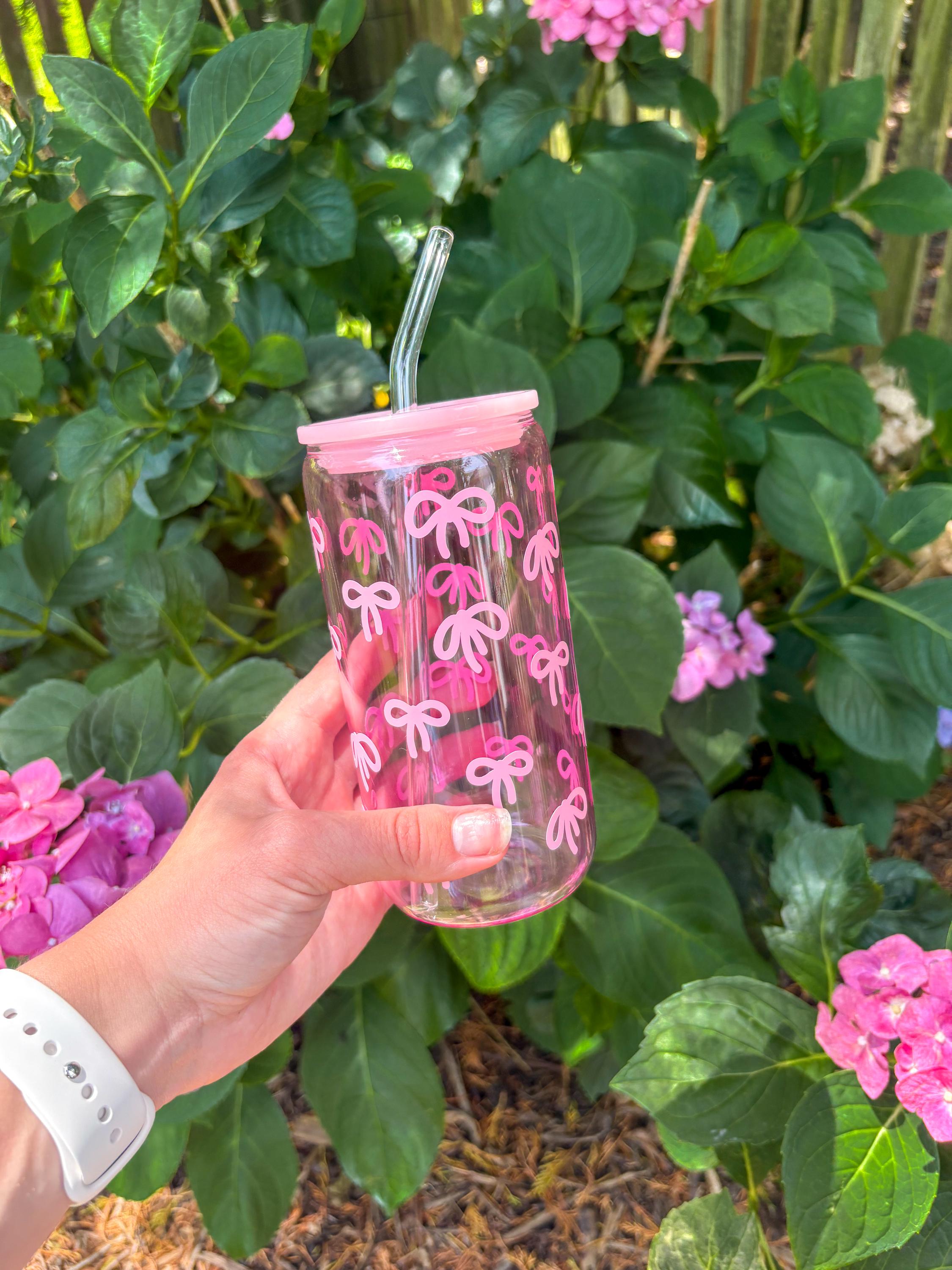 Pink Bow Iced Coffee Cup