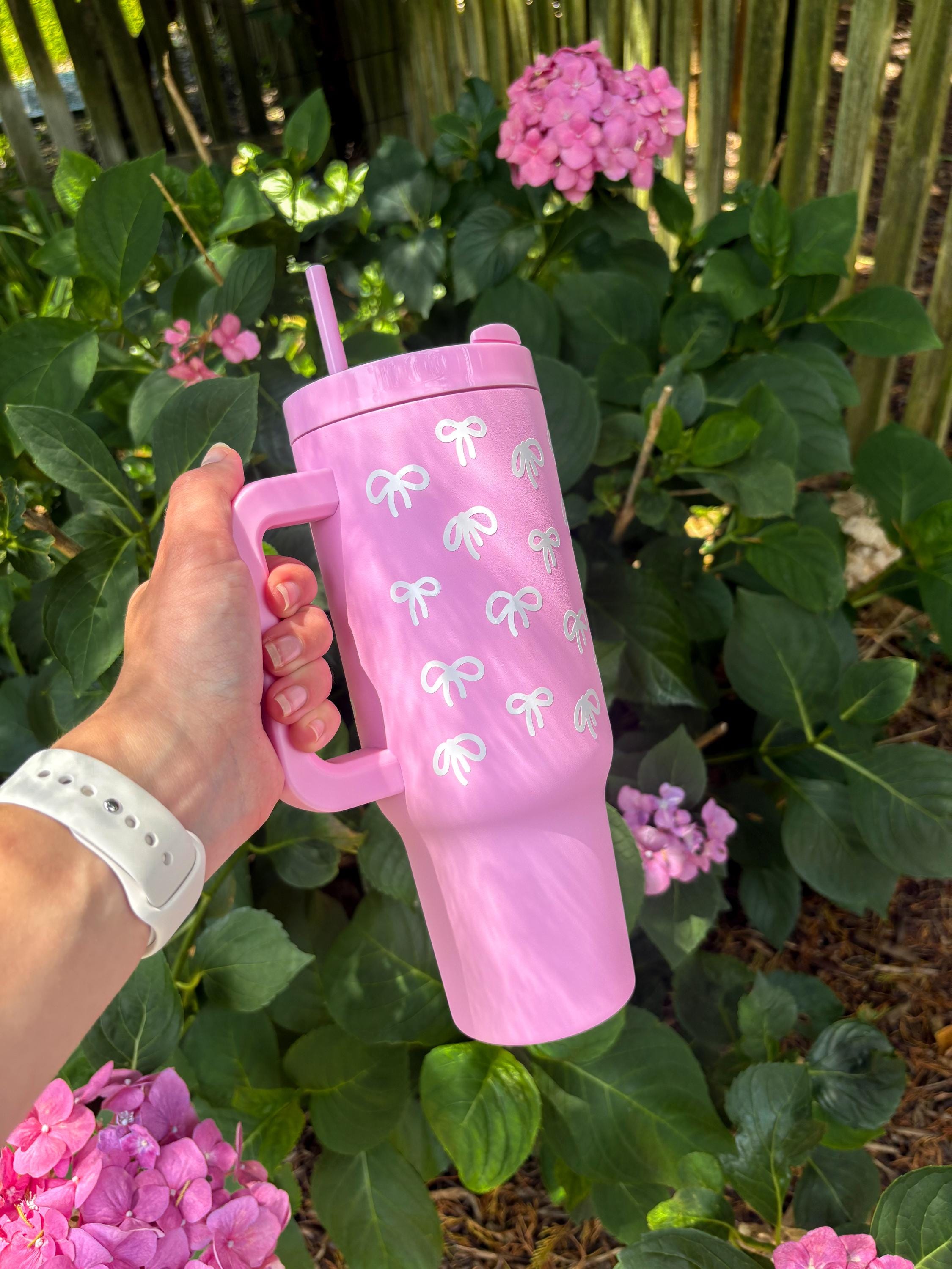 Pink Bows Insulated 40oz Tumbler with Straw