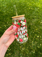 I Am Berry Busy Glass Iced Coffee Cup