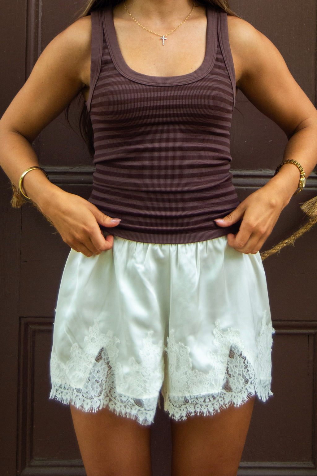Mocha Stripe Tank — Brown