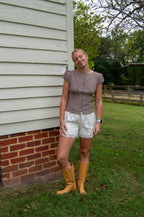 Harvest Gingham Top — Brown
