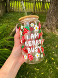 I Am Berry Busy Glass Iced Coffee Cup