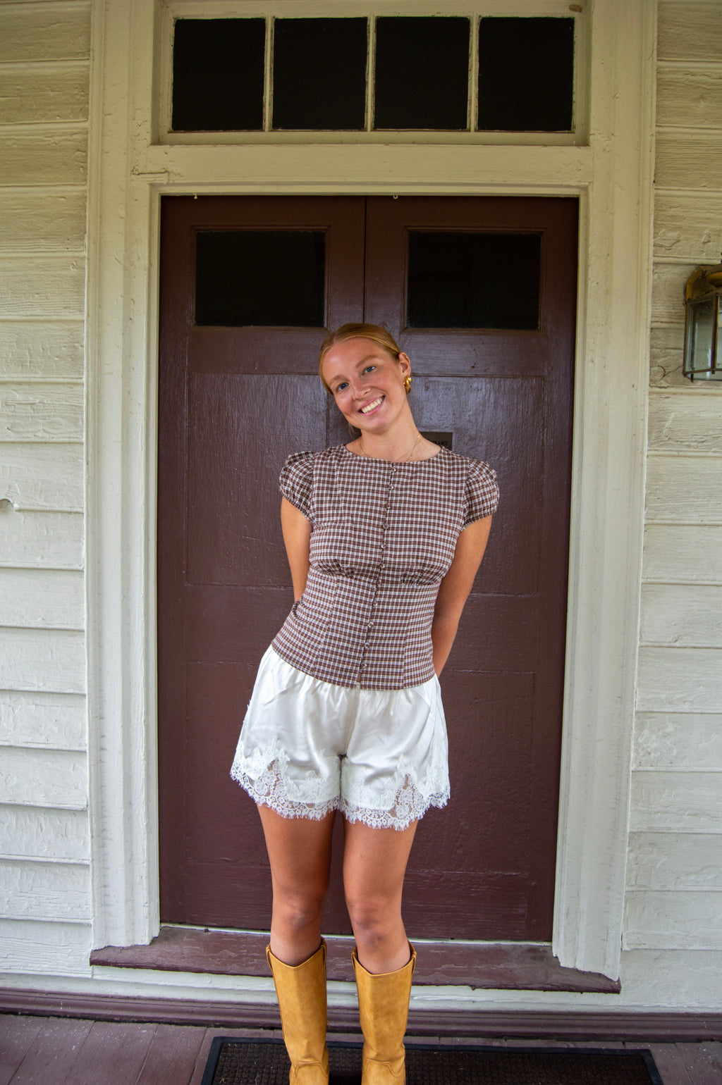 Lover's Lace Short — Ivory Satin