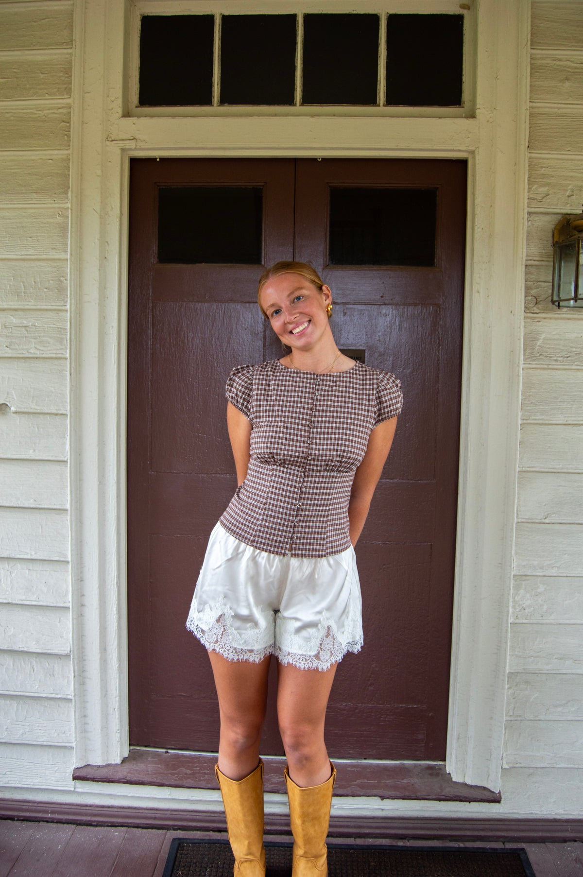 Lover's Lace Short — Ivory Satin
