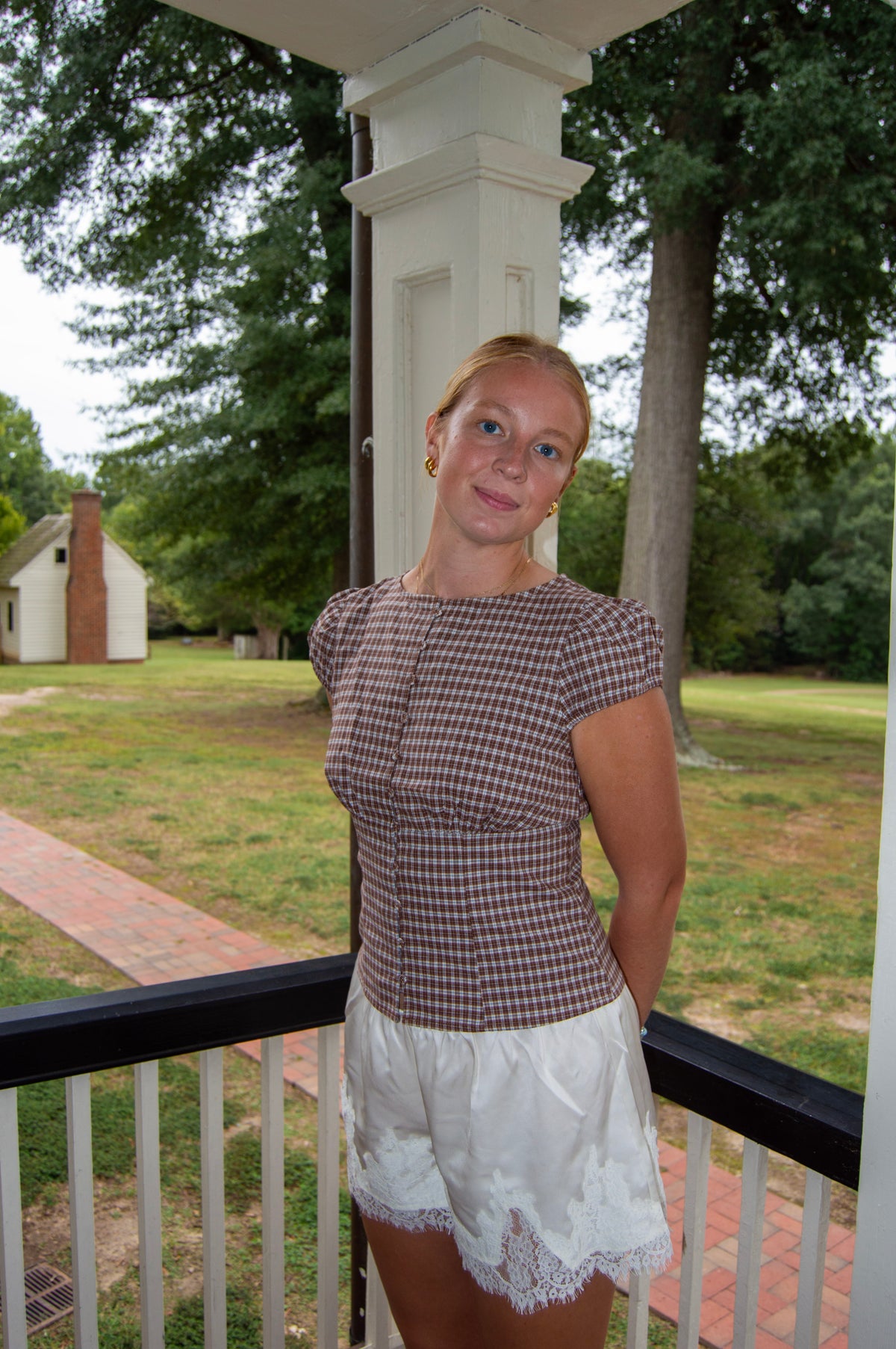 Harvest Gingham Top — Brown
