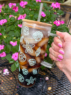 Seashell Glass 40oz Tumbler with Handle
