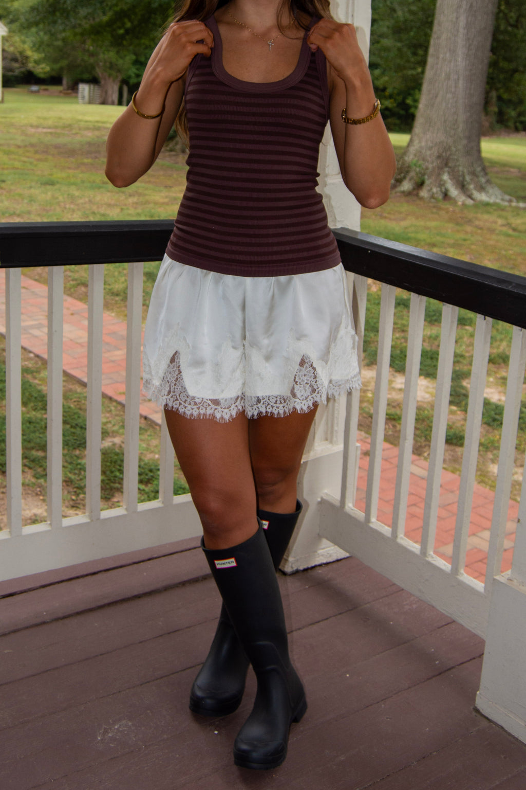 Lover's Lace Short — Ivory Satin