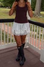 Lover's Lace Short — Ivory Satin