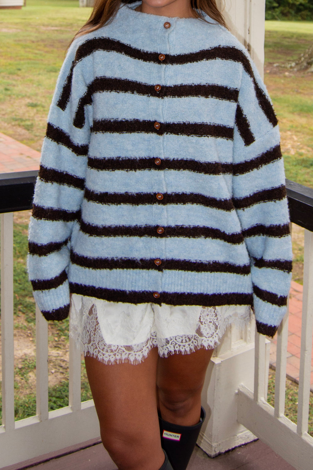 Autumn Air Sweater — Blue/Brown Stripe