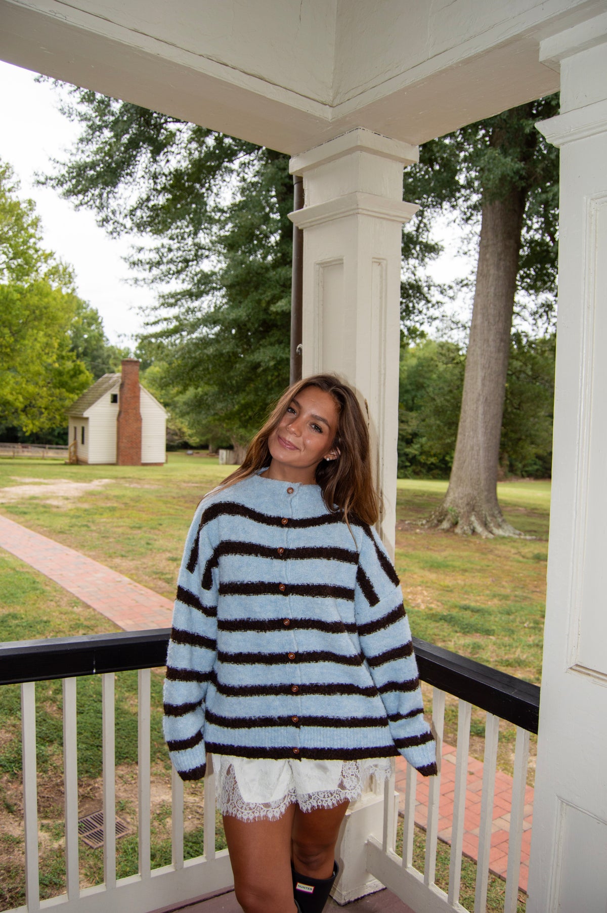 Autumn Air Sweater — Blue/Brown Stripe
