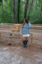 Autumn Air Sweater — Blue/Brown Stripe