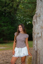 Harvest Gingham Top — Brown