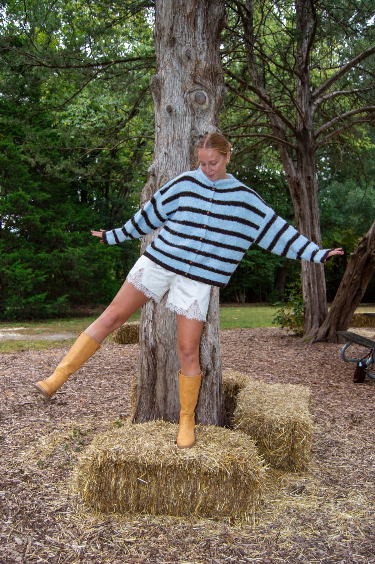 Autumn Air Sweater — Blue/Brown Stripe