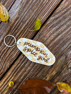 Pumpkin Spice Girl Acrylic Checkered Motel Keychain
