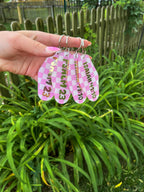 Pink Acrylic Retro Motel Checkered Bible Verse Keychain