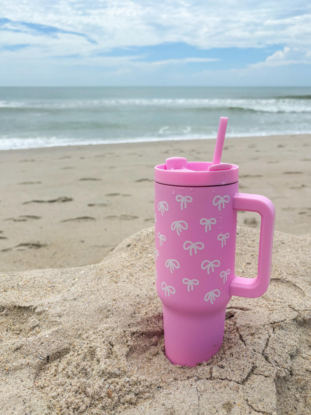 Pink Bows Insulated 40oz Tumbler with Straw