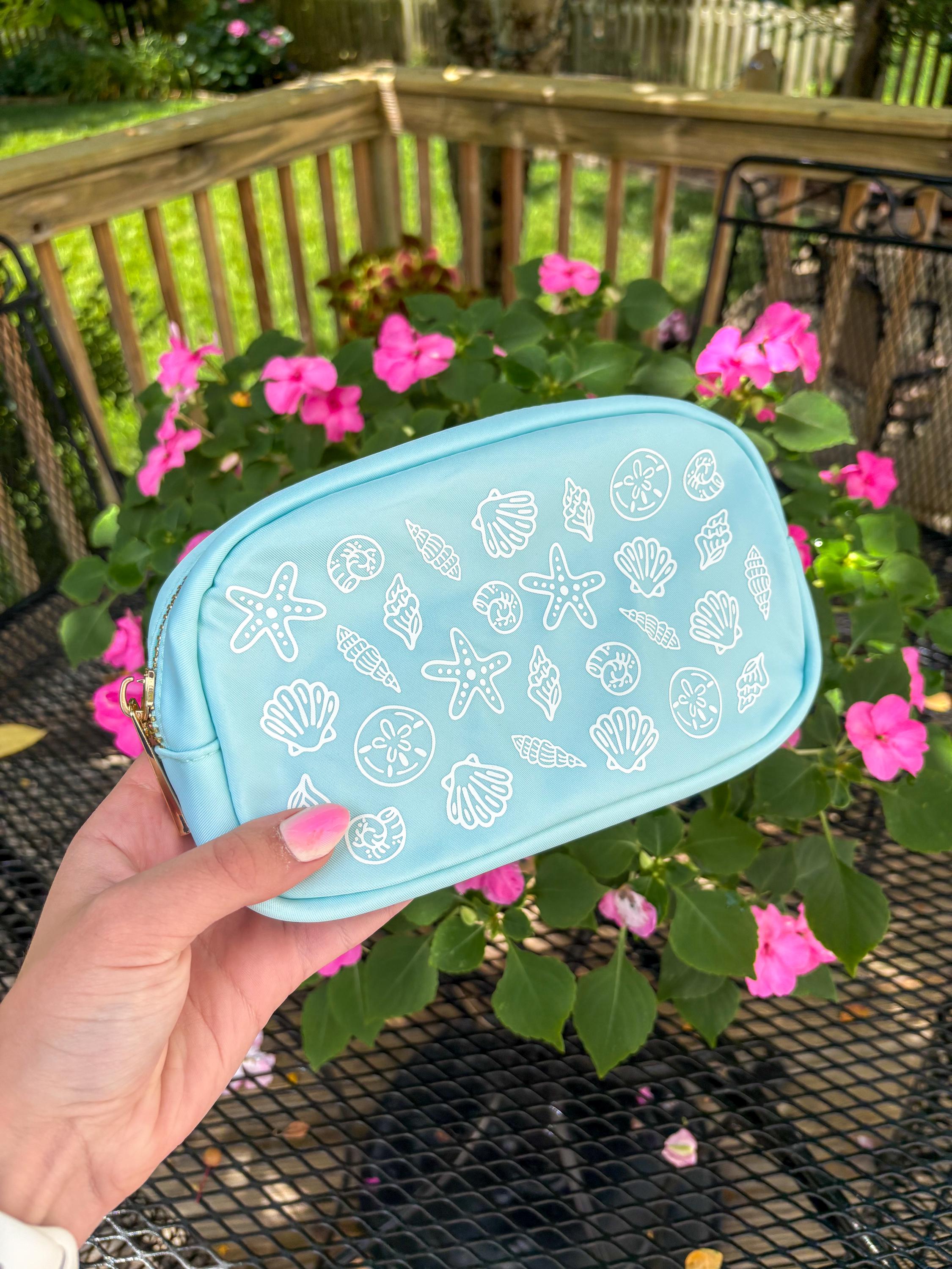 Seashell Blue Nylon Cosmetic Bag