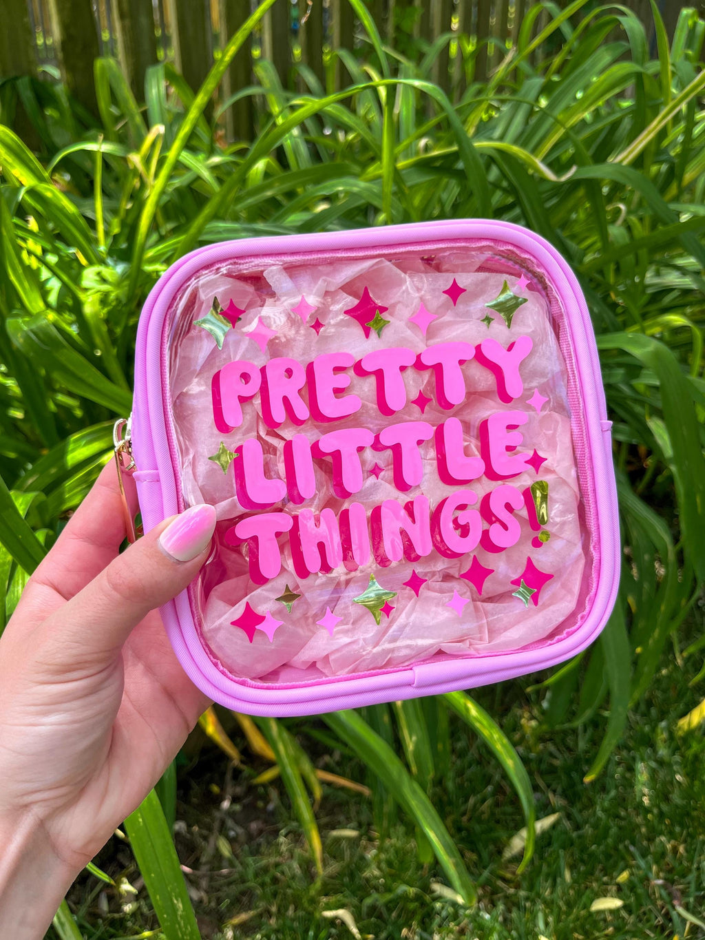 Pretty Little Things Pink Nylon Cosmetics Bag