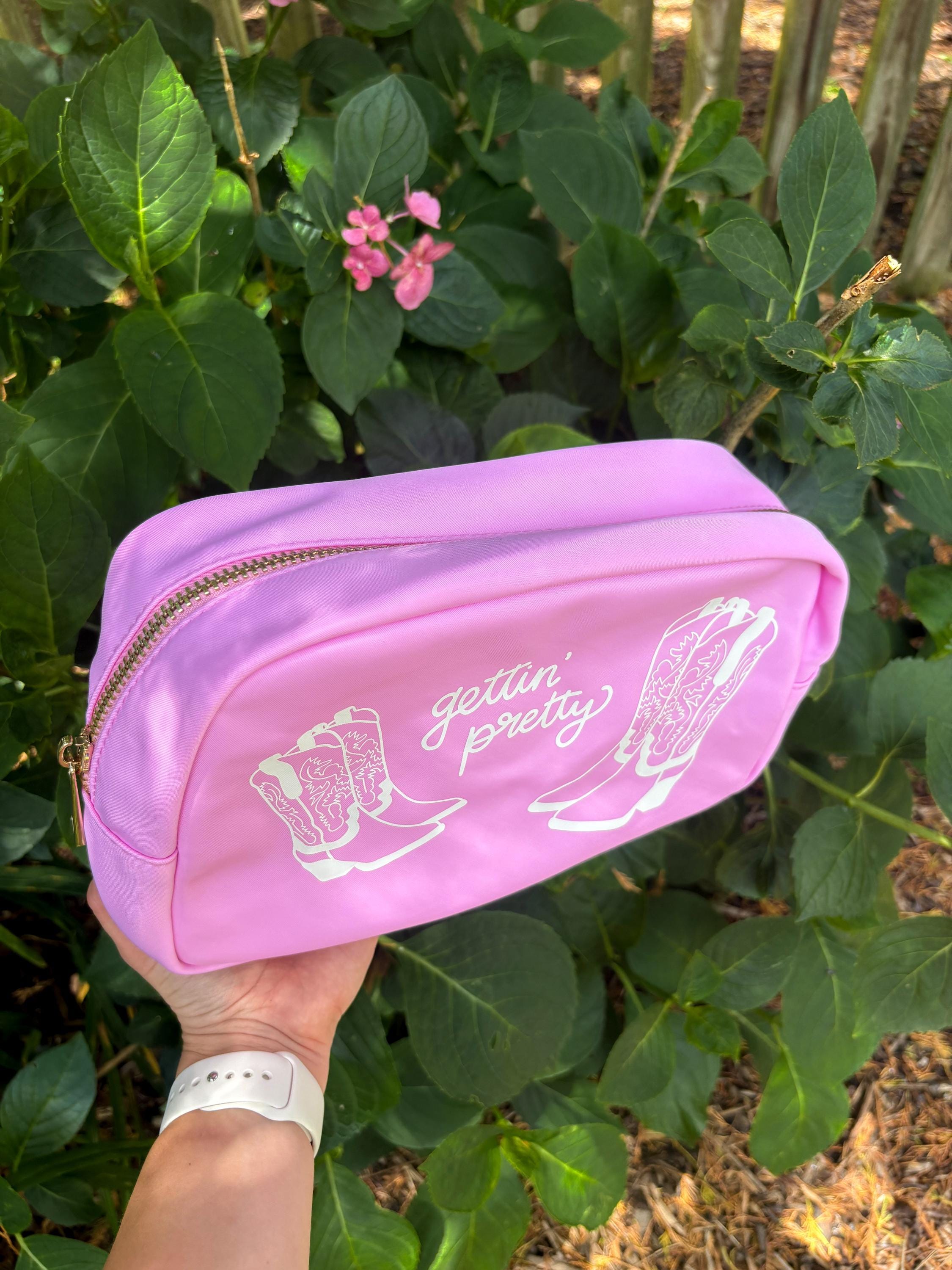 Pink Cowgirl Boot Nylon Cosmetic Bag