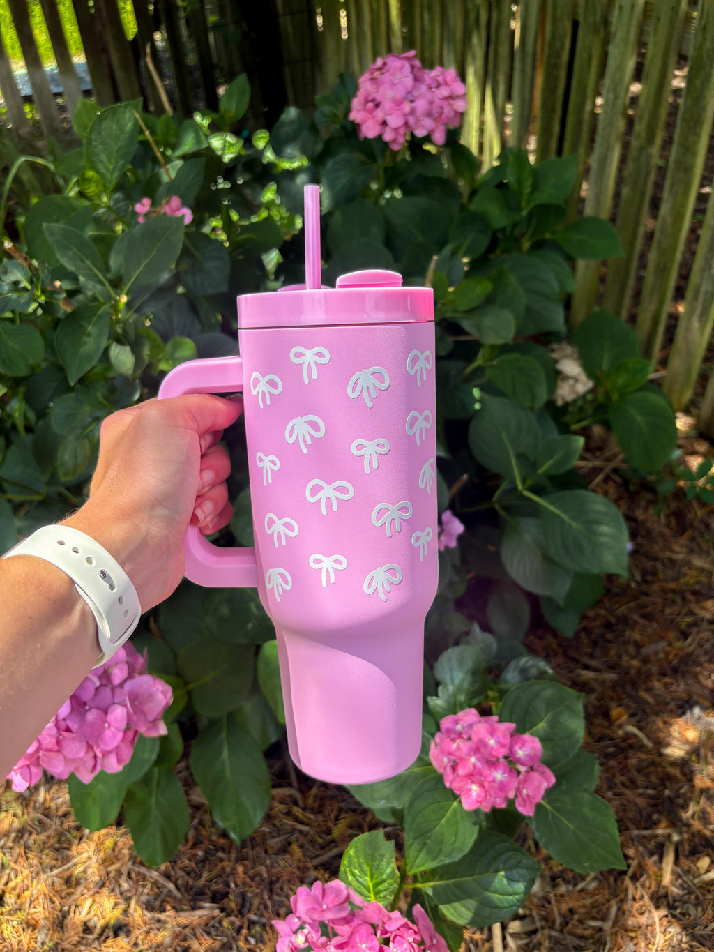 Pink Bows Insulated 40oz Tumbler with Straw