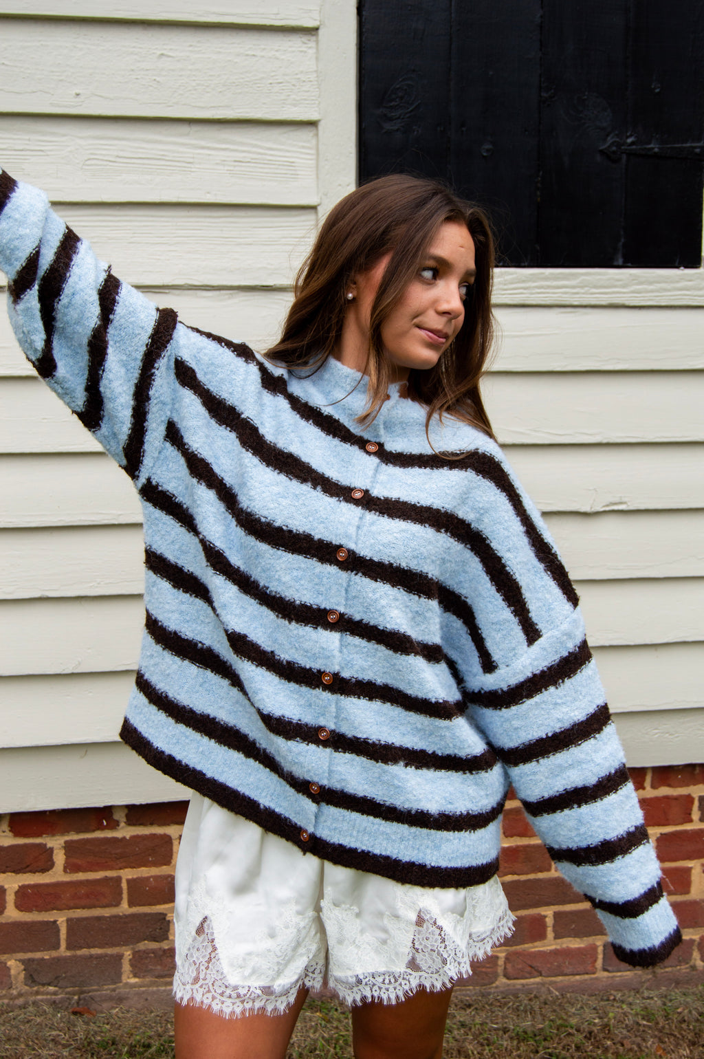 Autumn Air Sweater — Blue/Brown Stripe