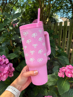 Pink Bows Insulated 40oz Tumbler with Straw