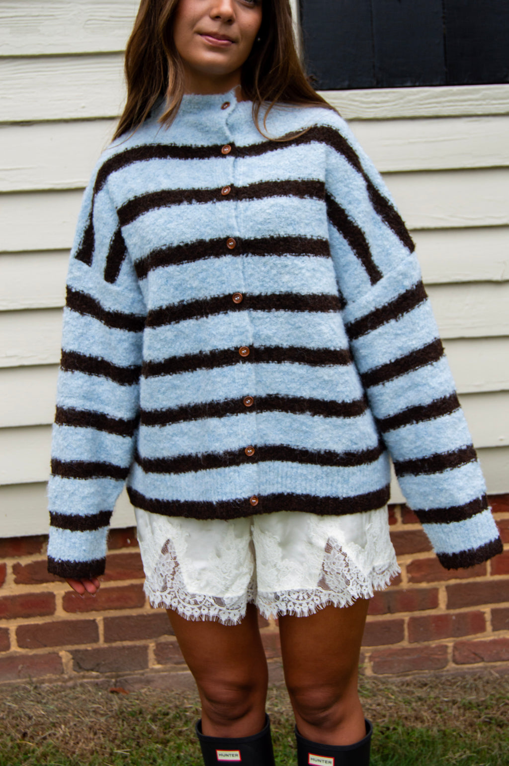 Autumn Air Sweater — Blue/Brown Stripe