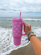 Pink Bows Insulated 40oz Tumbler with Straw
