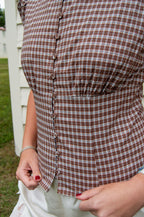 Harvest Gingham Top — Brown