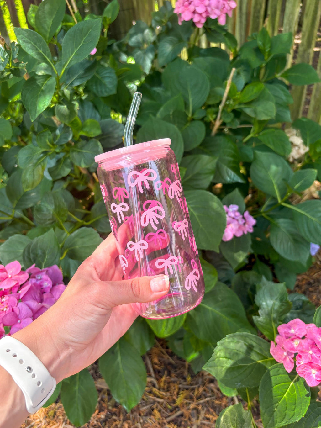 Pink Bow Iced Coffee Cup