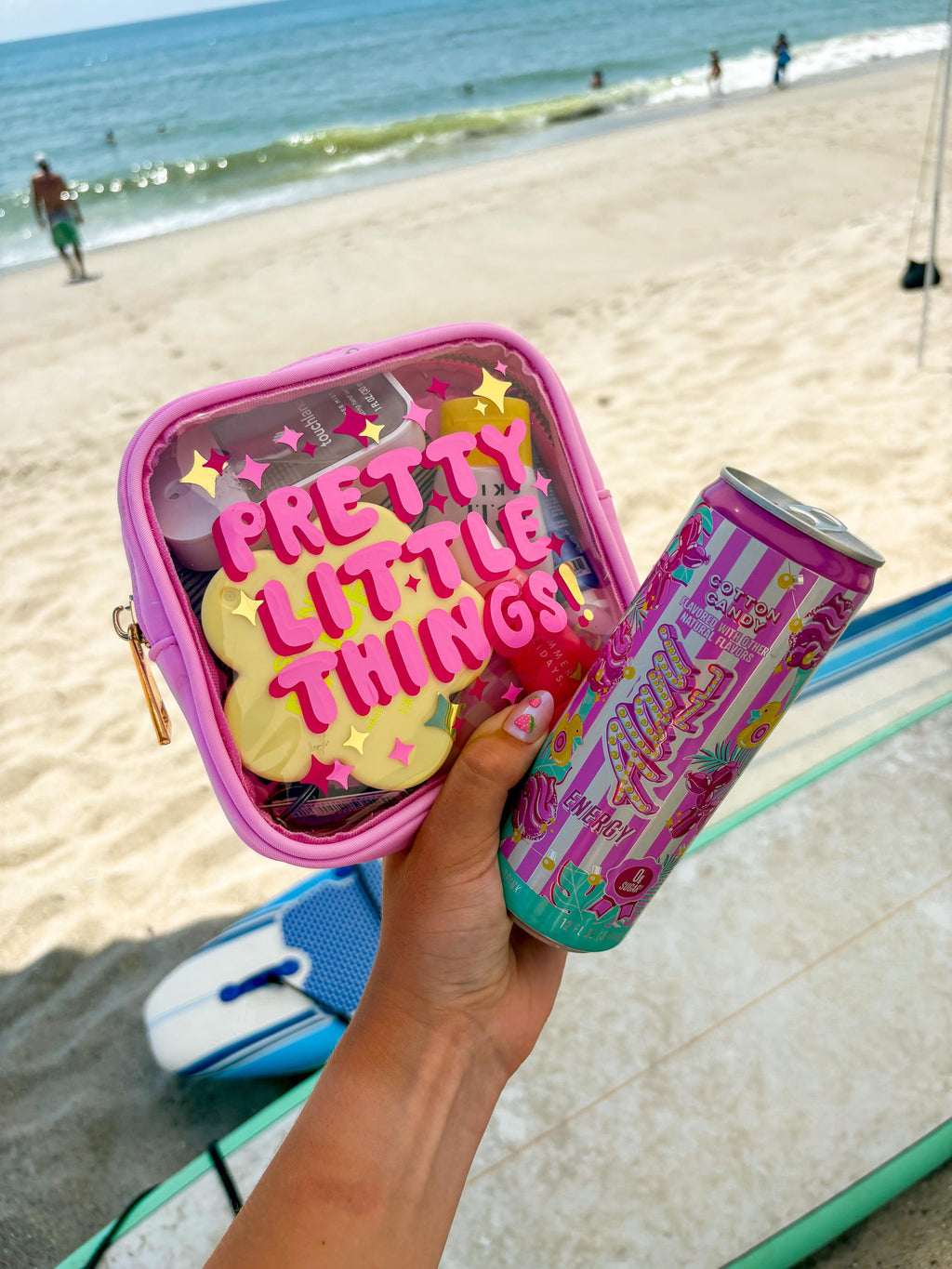 Pretty Little Things Pink Nylon Cosmetics Bag