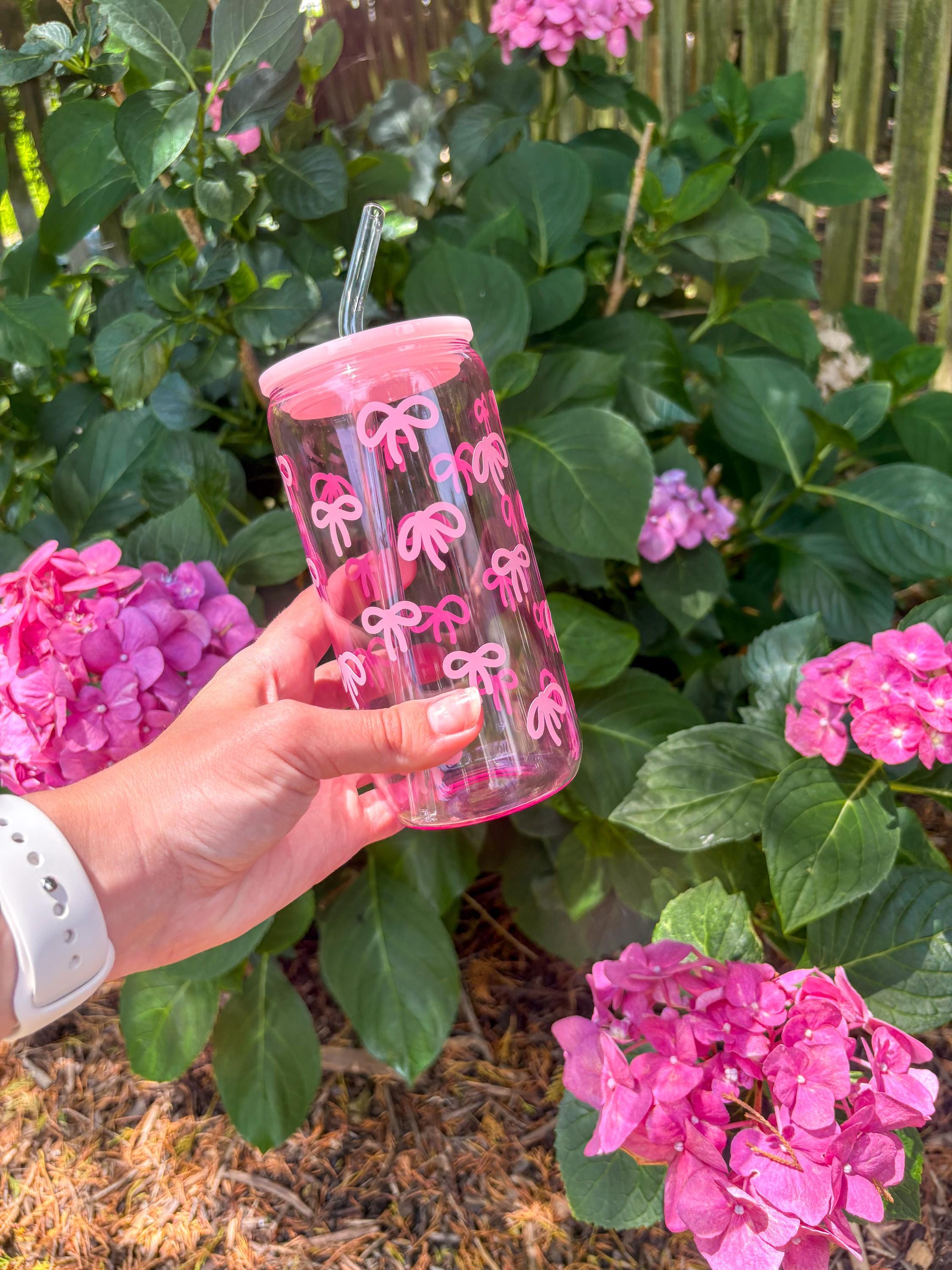 Pink Bow Iced Coffee Cup