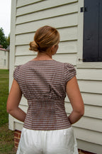 Harvest Gingham Top — Brown