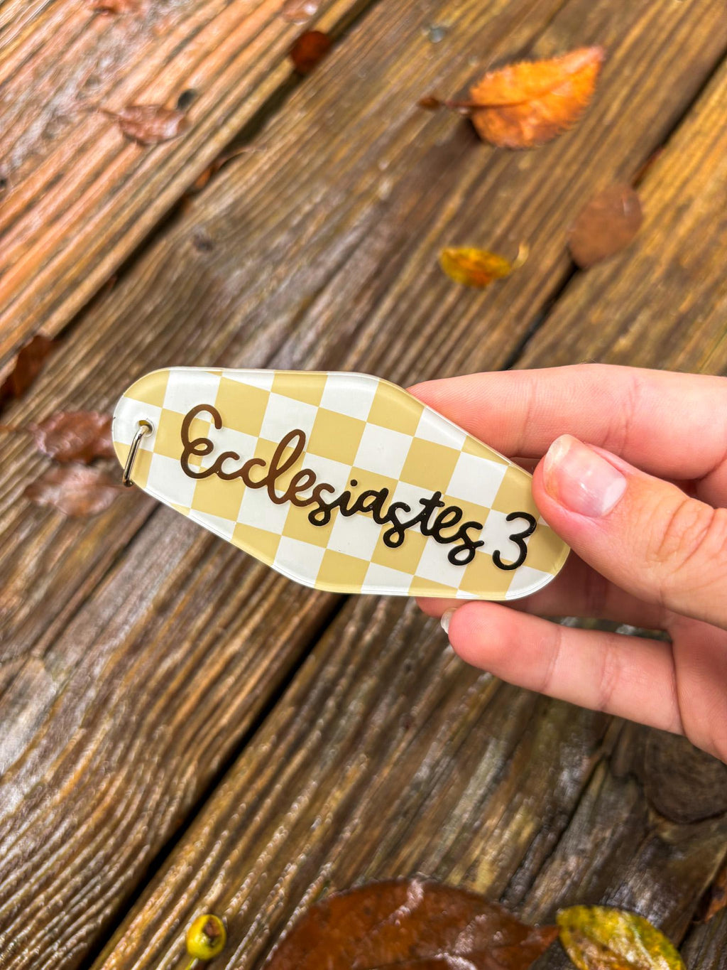 Ecclesiastes 3 Acrylic Checkered Retro Motel Keychain