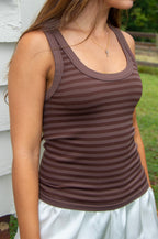 Mocha Stripe Tank — Brown