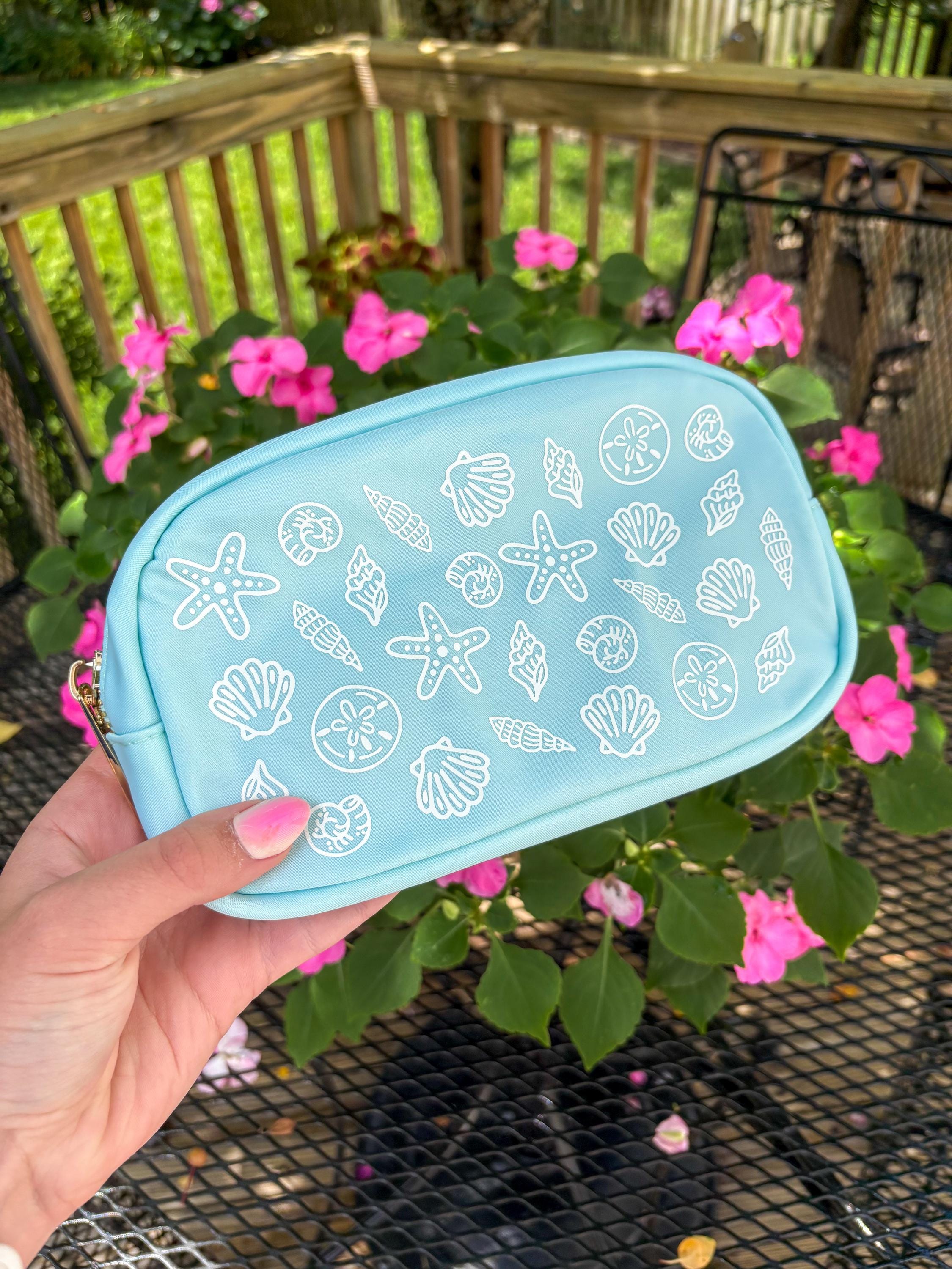 Seashell Blue Nylon Cosmetic Bag