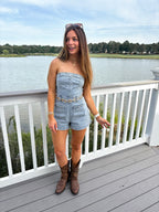 Blue Jean Baby Romper — Light Denim