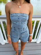 Blue Jean Baby Romper — Light Denim