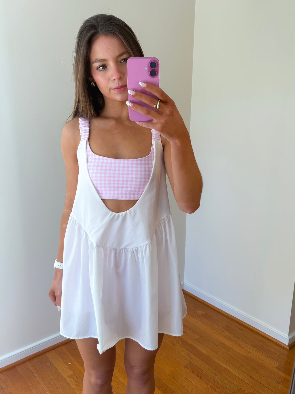 Sweet Escape Dress — Pink/White Gingham