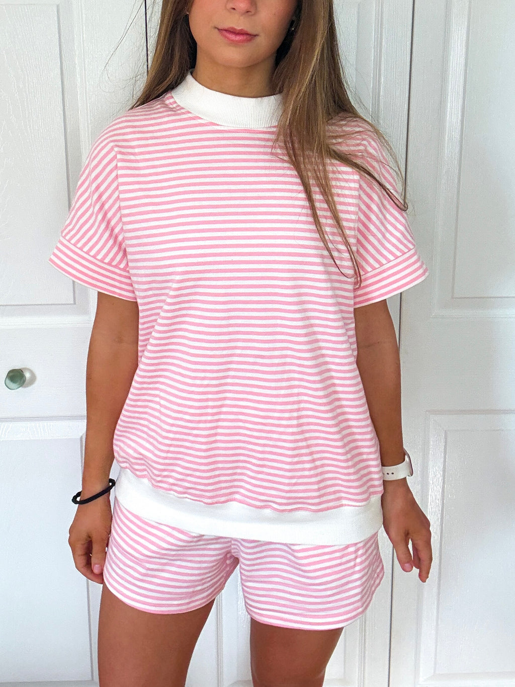 Sweet Stripe Lounge Set — Pink/White