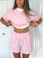 Sweet Stripe Lounge Set — Pink/White