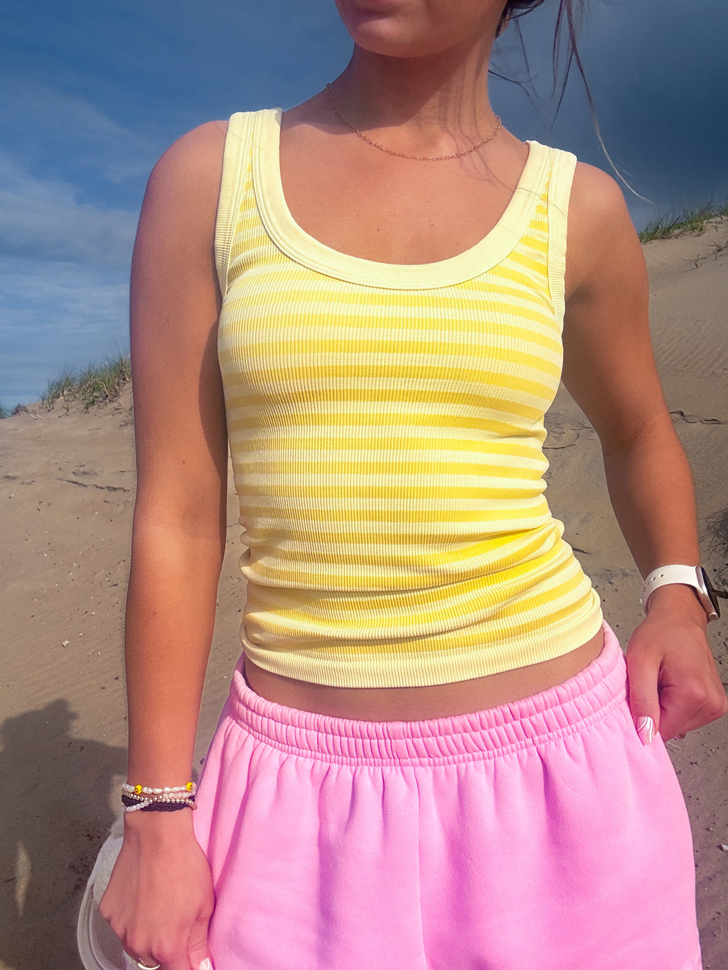 Lemon Gelato Stripe Tank — Yellow