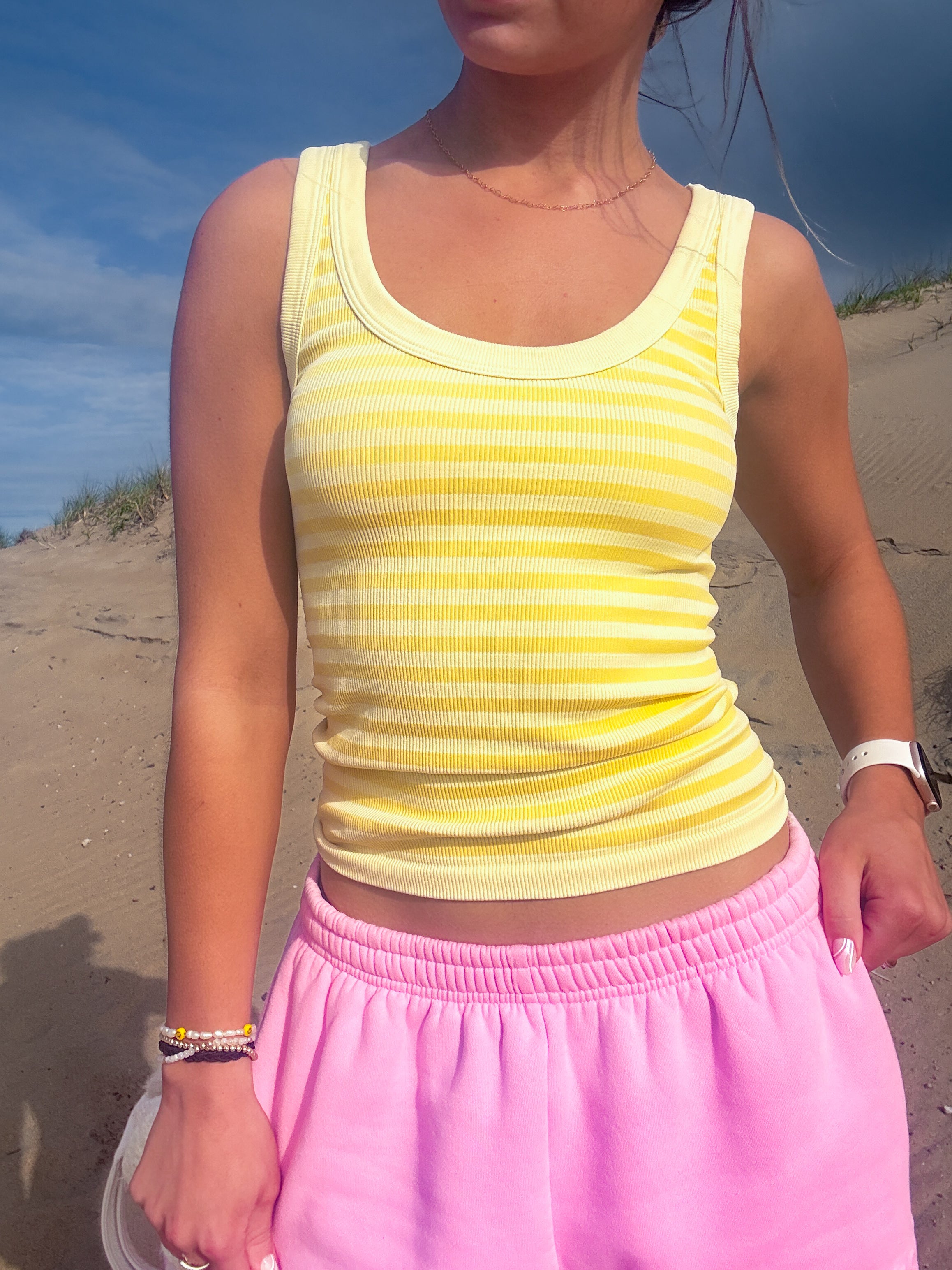 Lemon Gelato Stripe Tank — Yellow