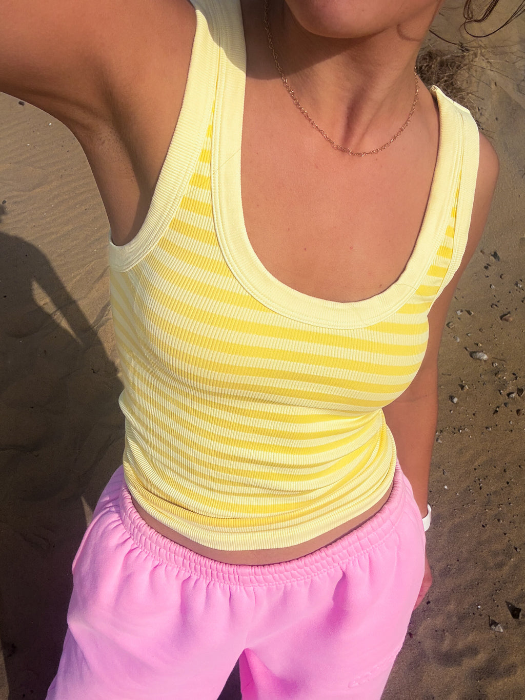 Lemon Gelato Stripe Tank — Yellow
