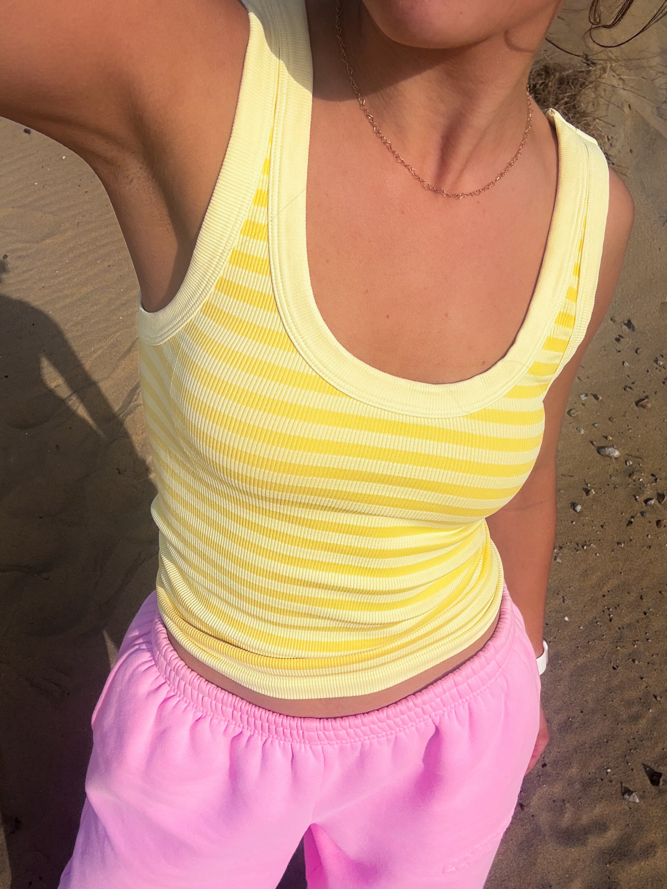 Lemon Gelato Stripe Tank — Yellow