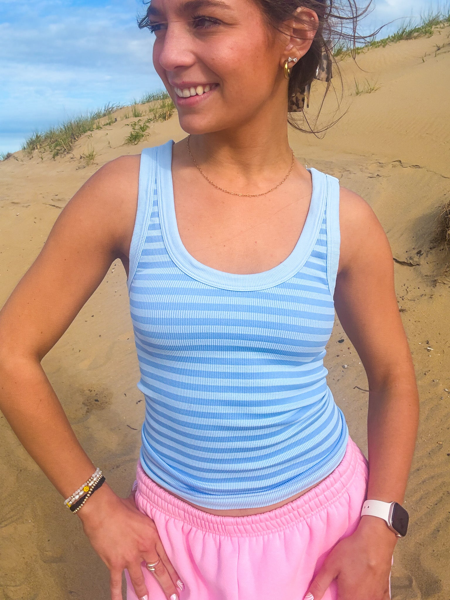 Tidal Wave Stripe Tank — Blue