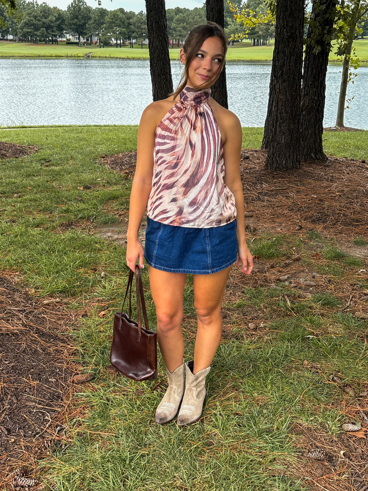 Wild at Heart Halter — Cream/Brown Animal Print