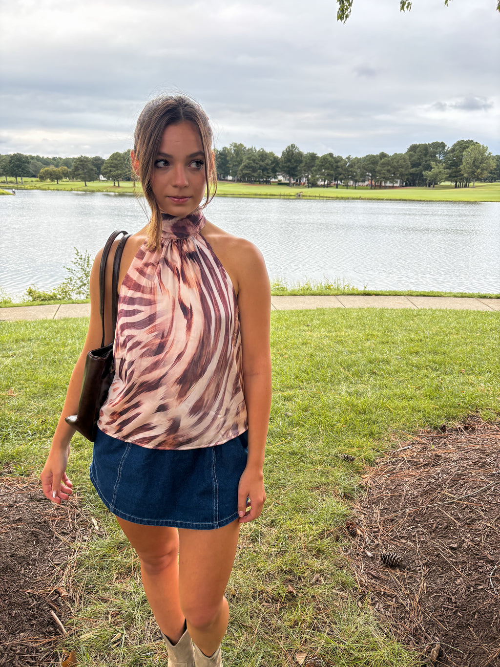 Wild at Heart Halter — Cream/Brown Animal Print